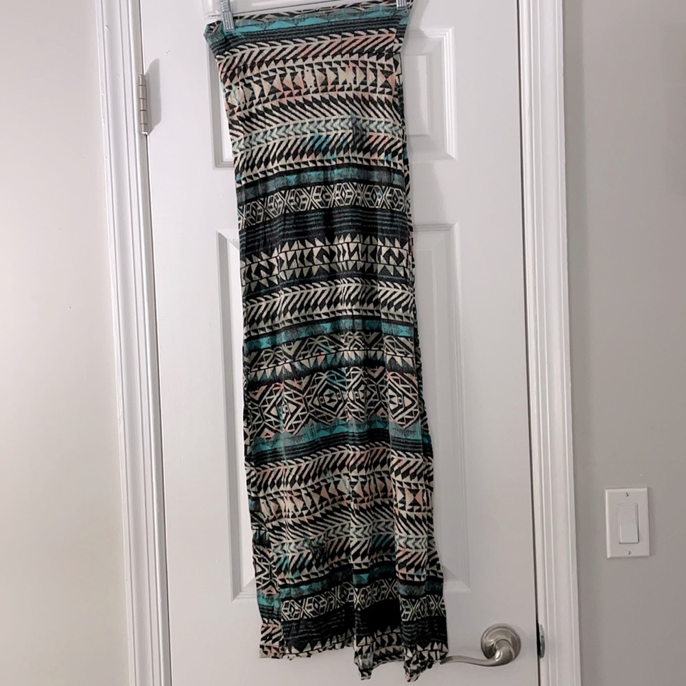 Aztec blue Black and Tan maxi skirt